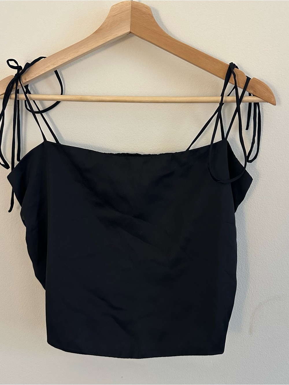 Urban Outfitters Black Smocked Tie Cropped Tank